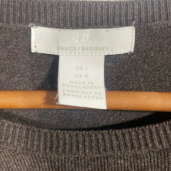 H&M Women’s Dark Brown Long Sleeve Fine Knit Sweater Sz Large - Picture 3 of 5